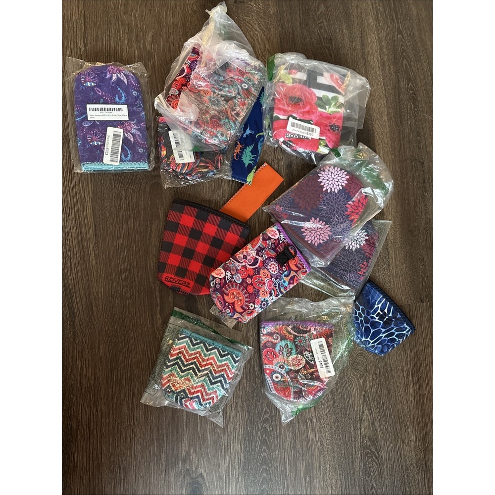 Lot Of 14 Koverz Water Bottle Sleeve Holder Strap NEW All Different Prints